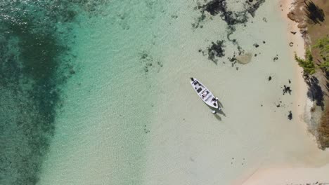 Drone-shot-of-small-boat-of-Mauritius-islands