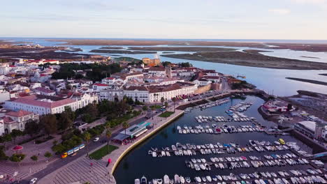 Luftaufnahme-Des-Hafens-Von-Faro-In-Portugal-An-Der-Algarve