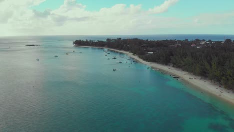 Drone-shot-of-island-and-blue-sea