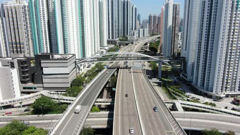 Innenstadt-Von-Hongkong-Stadtverkehr-Und-Wohngebäude,-Luftbild