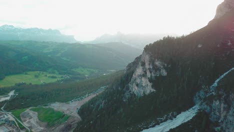 Forward-drone-shot-in-the-Alps-of-mountains-and-rocky-cliffs