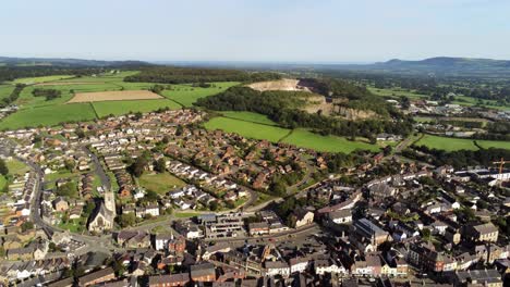 Denbighshire-residential-suburban-North-Wales-countryside-housing-estate-aerial-right-panning-view
