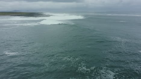 Aerial-View,-4K,-breaking-waves-on-west-coast-of-Ireland