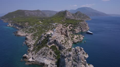 Drone-aerial-view-of-Melagavi-Lighthouse-in-Greece
