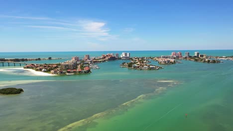Aerial-view-of-the-little-islands-in-Clearwater-Beach-in-Florida-on-a-sunny-day