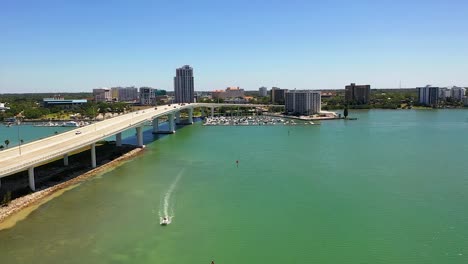 Aerial-view-of-a-small-leisure-port-in-Clearwater-Beach-in-Florida