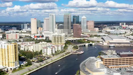 Metropolis-Concept---Aerial-of-Downtown-City-Buildings-of-Tampa,-Florida