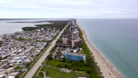 Florida-Beach-Coastline-on-Hutchinson-Island---Aerial-Establishing