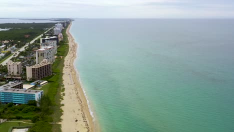 Seaside-Beach-Resorts-on-Atlantic-Coastline-on-Hutchinson-Island,-Florida---Aerial-Establishing