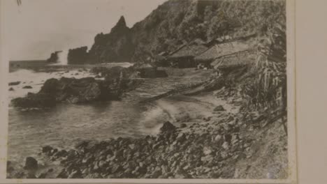 Old-postcard-from-Pitcairn-Island-with-look-on-the-old-pitcairn-landing