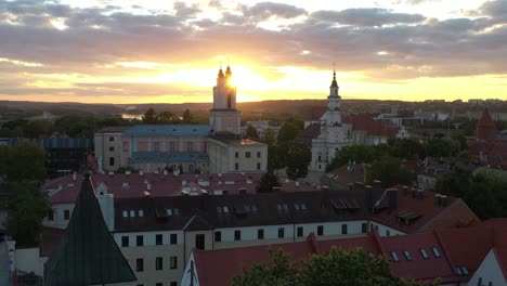 Drone-aerial-view-of-Kaunas-old-town