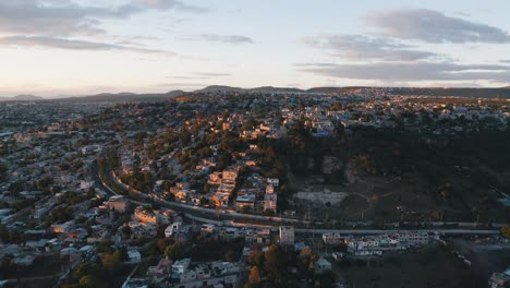 Panoramic-aerial-view-of-the-city-of-Queretaro-shot-with-drone