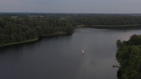 Drone-aerial-view-of-Gailintas-lake,-Alytus-county,-Lithuania