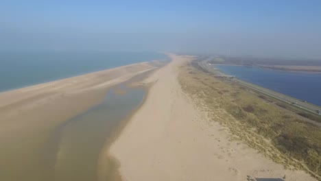 Aerial:-The-Veerse-dam--with-touristic-beachhouses