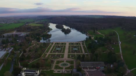 The-stunning-Trentham-Gardens-Estate-in-Stoke-on-Trent,-a-popular-attraction-for-families-and-outdoor-live-events,-landscaped-gardens-and-a-beautiful-lake-for-water-sports-and-boat-trips