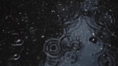 Rain-making-a-puddle-with-bubbles-and-ripples