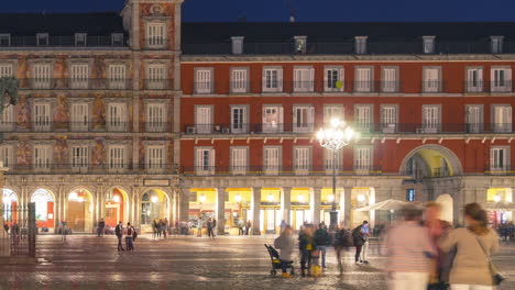 Timelpase-of-Plaza-Mayor-in-Madrid,-Spain