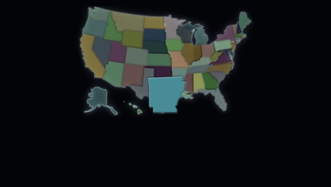 Arkansas-State-Ist-Hervorgehoben---Usa---Karte-Der-Vereinigten-Staaten