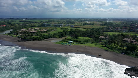 Aerial-drone-footage,-coastline-in-Bali