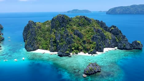 Aerial-reveal-of-Shimizu-island-in-El-Nido,-Palawan,-Philippines