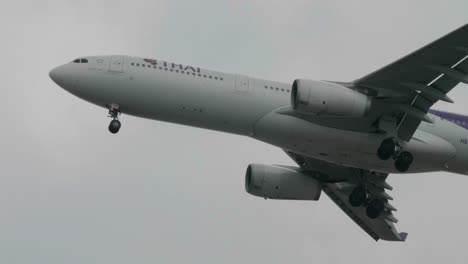 Thai-Airways-Airbus-A330-343-HS-TEQ-approaching-before-landing-to-Suvarnabhumi-airport-in-Bangkok-at-Thailand