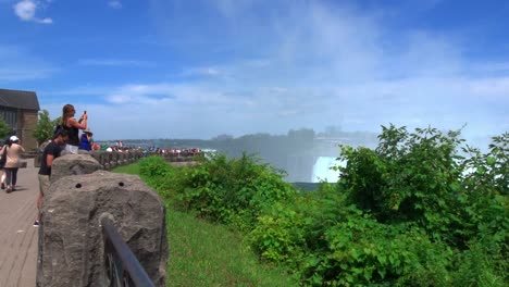 A-stunning-shot-of-tourists-overlooking-Niagara-Falls