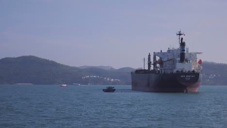 A-giant-oil-tanker-floating-in-the-sea-of-China