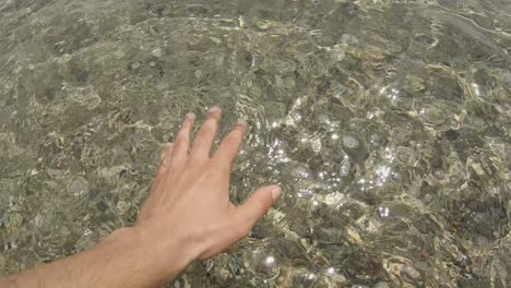 A-boy's-hand-touching-the-sea