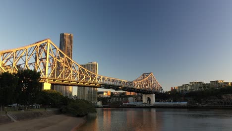 BRISBANE,-AUSTRALIA---JULY-17-2019:-Brisbane-city-sunrise-beautiful-aerial-with-CBD,-Brisbane-river,-buildings,-Story-Bridge-and-Howard-Smith-Wharf-Precinct