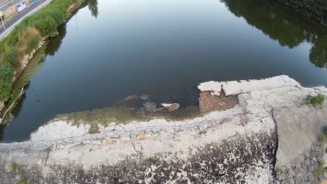 Aerial-view-of-the-Arno-river-near-Florence-just-before-the-entrance-on-the-city-centre