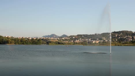Lake-view,-fountain-in-the-lake