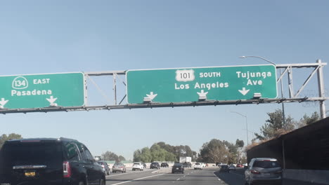 Conducción-En-La-Autopista-De-Los-ángeles,-101-Y-134-Este-De-Pasadena