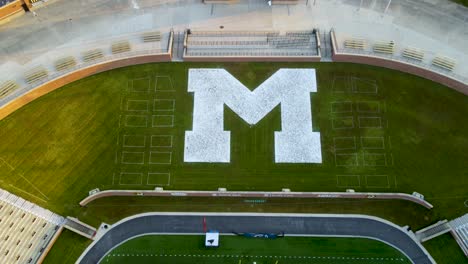 Football-Endzone-in-Empty-Faurot-Field-Stadium-for-Mizzou-University