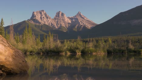 Three-Sisters-Mountain-Seen-Near-Canmore-During-Sunset