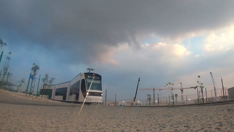 A-view-of-Education-City-Tram-which-is-a-travel-option-that-aims-to-reduce-vehicle-use-and-emissions-around-Education-City-,-Doha,-Qatar