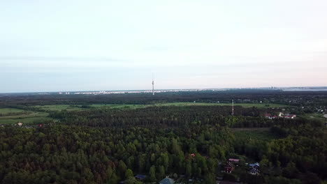Panoramic-View-of-Tallinn-from-Distance,-Tallinn-Tv-tower