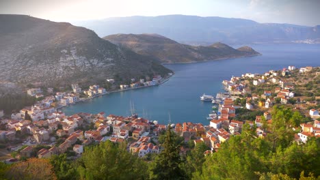 Panoramic-view-of-Kastellorizo-port-and-city-of-the-Dodecanese-in-the-Eastern-Mediterranean