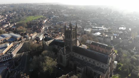 Rising-up-shot-of-Worcester-Cathedral-on-a-foggy-November-morning