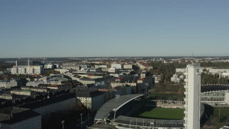Vista-De-Drones-Del-Estadio-De-Fútbol-Bolt-Arena-En-Helsinki,-Finlandia