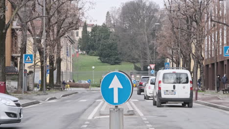 Main-Street-View-with-Traffic-and-Beautiful-Green-Park-on-Background