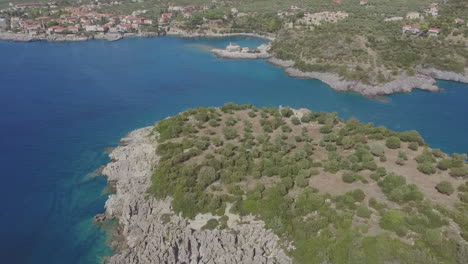 Aerial-view-on-Kardamyli-coastline,-Greece