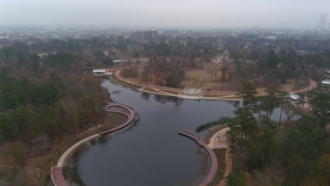 Aerial-view-of-the-Memorial-Conservancy-Park-in-Houston,-Texas
