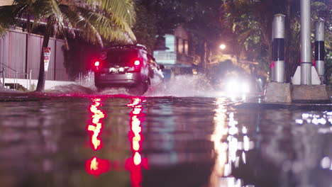 Static-shot-of-flood-in-Medan-at-night,-Indonesia