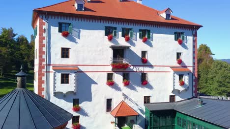 Aerial-View-Of-Grad-Sneznik-White-Medieval-Castle