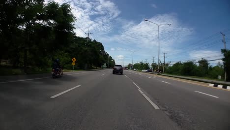 This-is-a-time-lapse-with-an-action-camera-mounted-in-front-of-the-truck,-driving-from-Pranburi-to-Hua-Hin-and-Hua-Hin-to-Bangkok-on-Phet-Kasem-Road