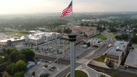 Aerial-of-World-Headquarters-of-the-Hershey-Chocolate-Company-and-HersheyPark-Kissing-Tower