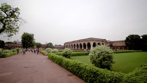 Agra-Fort-is-really-an-entire-red-walled-city,-and-you-can-easily-spend-a-few-hours-browsing-the-different-buildings-and-lookouts-in-the-fortress