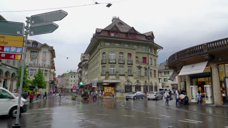 Interlaken-Switzerland,-circa-:-shopping-street-at-Interlaken-Town-in-Switzerland