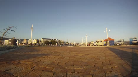 Low-angle-view-of-pavestone-Go-cart-race-course-in-Knysna,-S-Africa