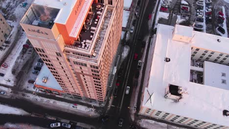 Overhead-drone-footage-of-Andaz-Ottawa-ByWard-Market-in-winter-Glebe-Ontario-Canada-Hotel